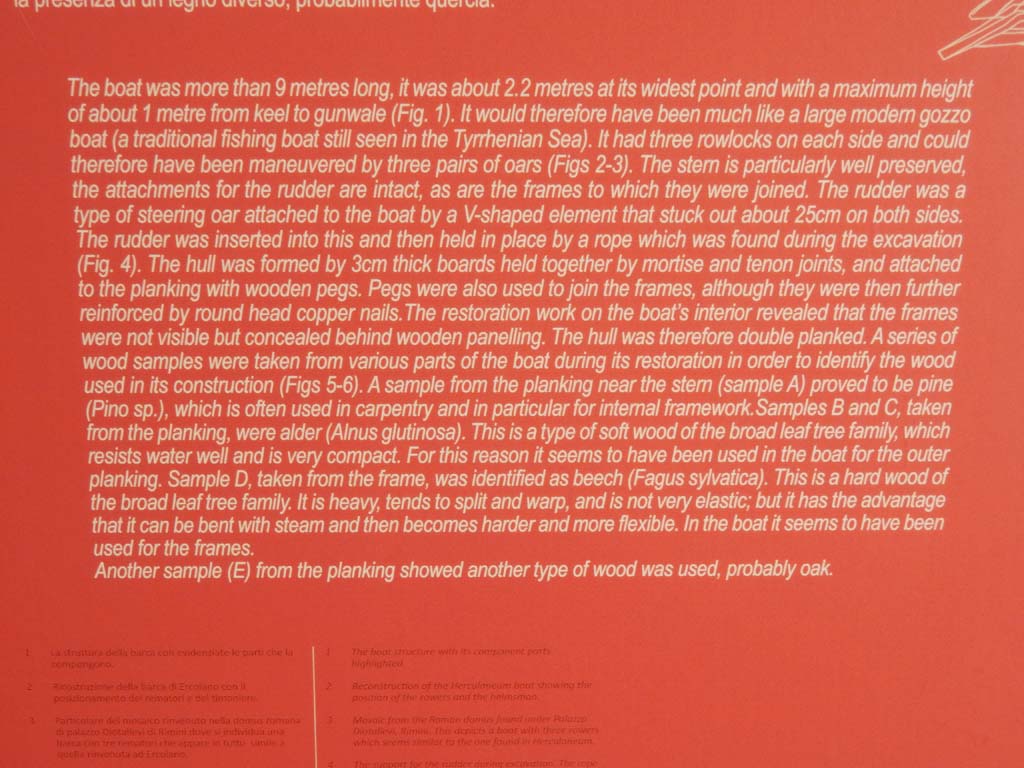 Herculaneum, June 2019. Boat information card. Photo courtesy of Buzz Ferebee.